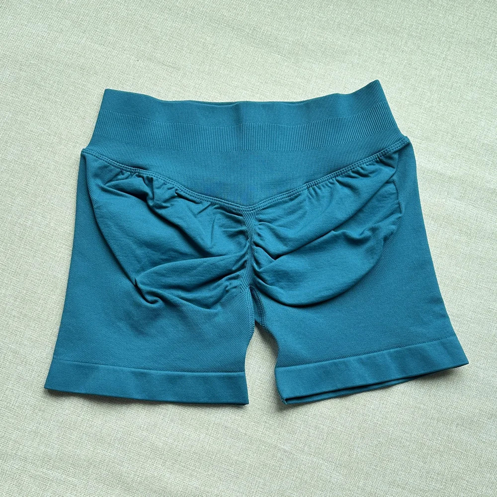 Pantalones cortos deportivos para mujer, pantalones cortos de gimnasio con banda baja acanalada de 4,5 ", mallas sin costuras para entrenamiento y Yoga