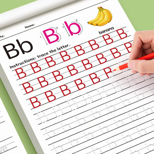 Libro de práctica de escritura a mano para niños de 32 páginas, letras del alfabeto inglés, libro de entrenamiento para trazar y escribir, libro de trabajo para la educación temprana de los niños, aprendizaje de la escr