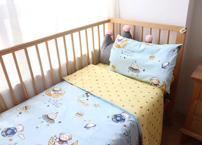 Juego de cama para cuna de bebé, ropa de cama de algodón, kit de cuna para niño y niña, incluye funda de almohada, funda nórdica, decoración para habitación de niños, 3 uds.