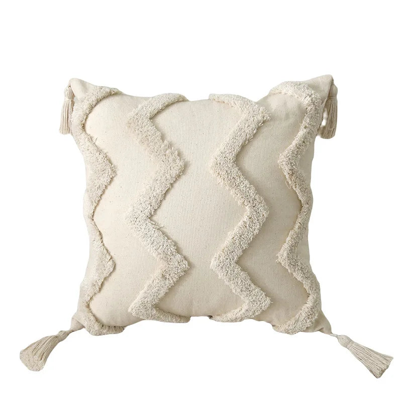 Funda de cojín capitoné de algodón con borla, funda de almohada decorativa Retro para sala de estar, decoración del hogar, funda de almohada de 30x50,45x45cm