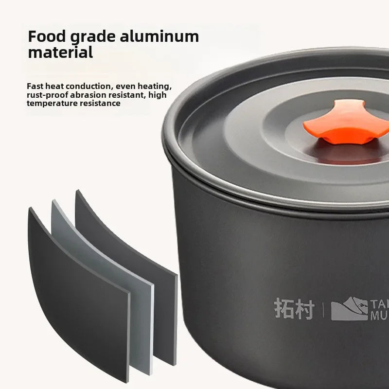 Juego de utensilios de cocina para acampar, juego de utensilios de cocina ultraligeros de aluminio, juego de utensilios de cocina portátiles para viaje con bolsa de almacenamiento