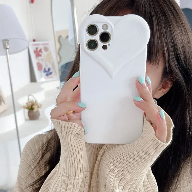Fundas de teléfono con lente protectora de corazón de amor para IPhone 17 16 Pro Max 15 14 13 12 11 Pro Xs XR 7 8 Plus SE2/SE3 TPU cubierta trasera a prueba de golpes