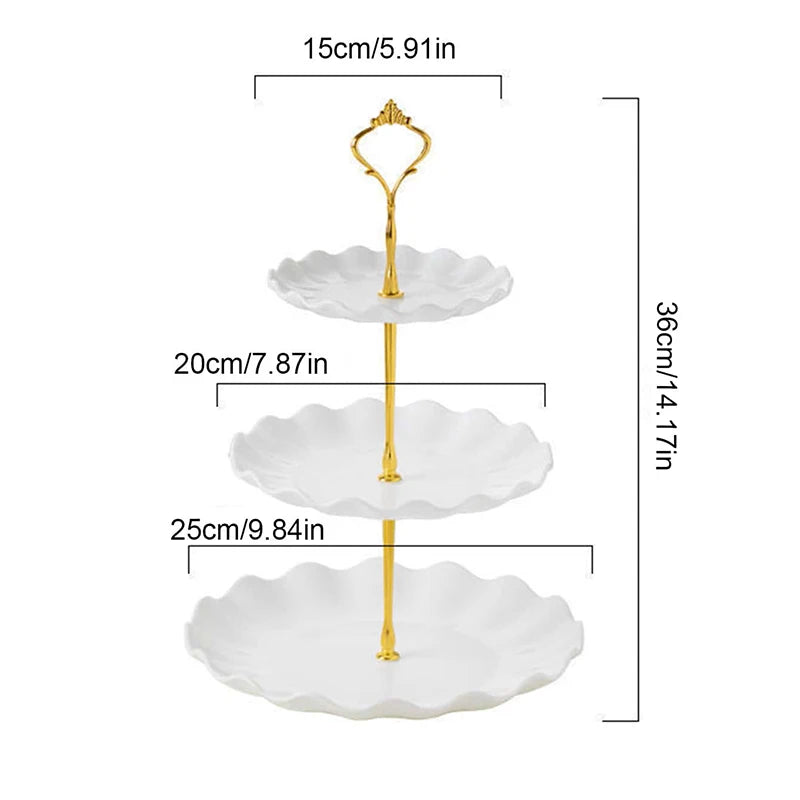 Soporte Redondo de Doble Capa para Pasteles y Dulces, Plato de Frutas para Bodas y Fiestas, Bandeja Decorativa para el Hogar, Exquisito