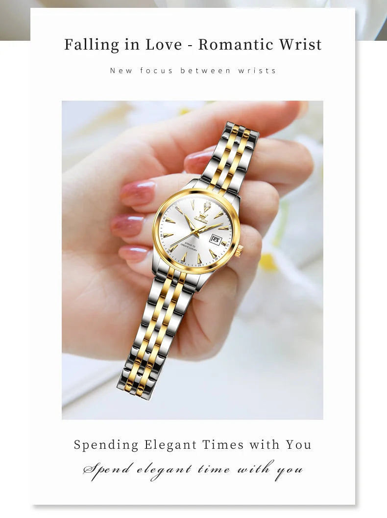 OLEVS-Reloj de cuarzo para mujer, cronógrafo sencillo, elegante y Original, resistente al agua, luminoso, con fecha, caja de regalo roja