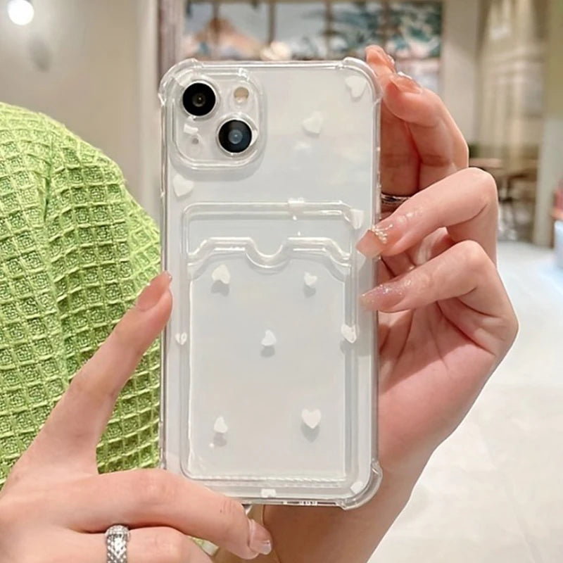 Funda para Teléfono con Diseño de Corazón Elegante de Estilo Retro para iPhone 17 16 Pro Max, Fundas para iPhone 15 14 13 12 11 XS X 7 8 Plus con Tarjetero