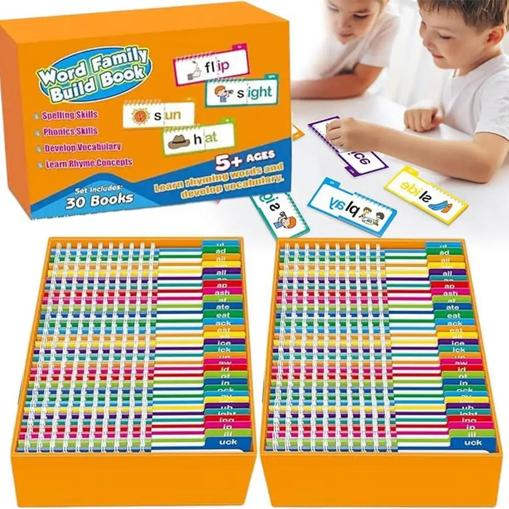 Nuevo libro de lectura, 30 libros de lectura y rima, libros de construcción familiares de palabras, tarjetas Flash, tarjetas de vocabulario, lectura educativa