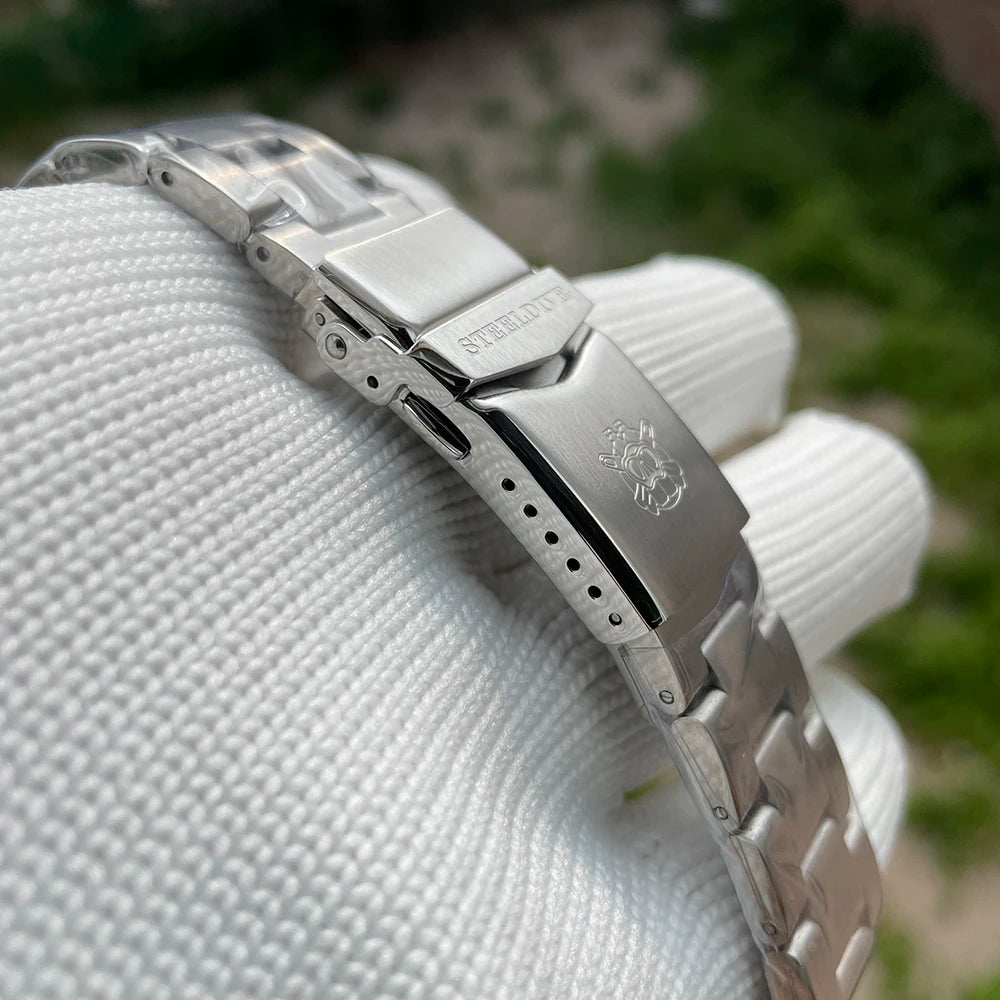 STEELDIVE-pulsera de repuesto de acero inoxidable de 20MM, hebilla sellada, cierre plegable con seguridad para relojes de buceo