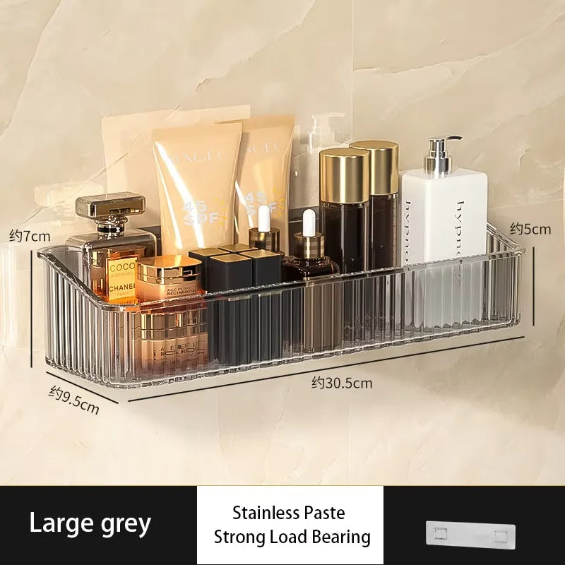 Estante de Almacenamiento de Lujo Ligero Sin Perforaciones para Baño, Soporte de Pared para Lavabo y Cosméticos