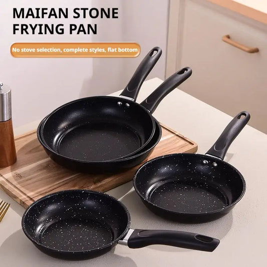 Sartén antiadherente con revestimiento de piedra Maifan, fondo plano, ideal para preparar huevos, tortillas y carne, apta para cocinas de inducción y de gas, utensilio de cocina.