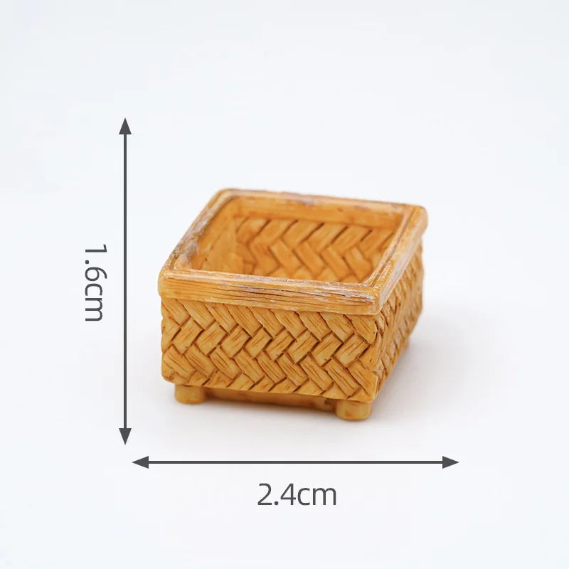 Cesta de Mimbre en Miniatura para Casa de Muñecas 1/12, Modelo de Cesta de Pan y Frutas, Accesorios para Escena de Cocina, Regalo para Niños