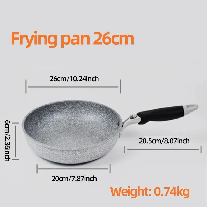 Sartén antiadherente de piedra duradera, sartén Wok, Caldero, Cocina de Inducción, sartenes, panqueques, huevo, estufa de Gas, hogar, 28 cm, 26 cm, 24 cm, 20cm