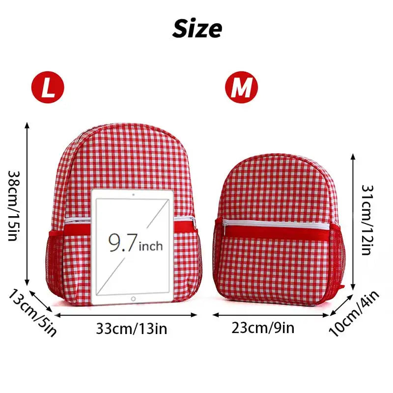 Mochila Escolar para Niños Pequeños, Mochila Linda con Estampado de Cuadros para Niñas, 12 Pulgadas para Preescolar y Jardín de Infancia, 15 Pulgadas para Adolescentes de Secundaria