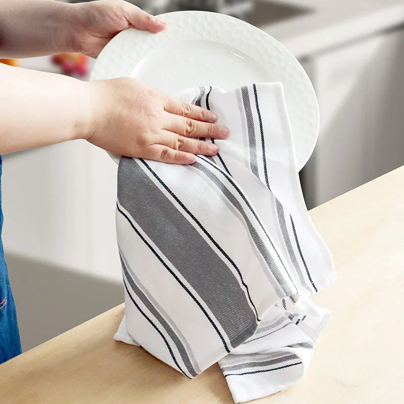 Paños de Cocina de Algodón, Paños de Tela a Rayas, Servilletas de Tela para el Hogar y la Cocina, Paños para Lavar Platos, Suministros para Restaurantes