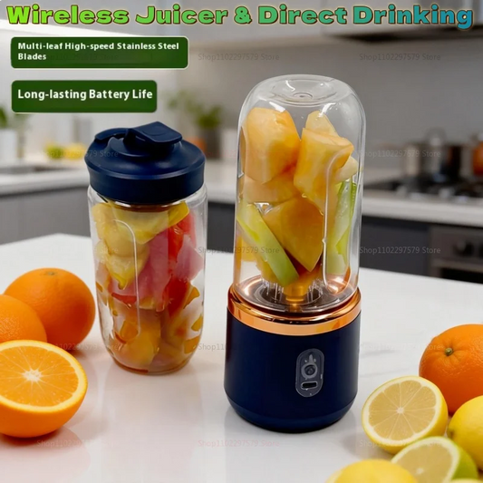 Licuadora Portátil de Doble Vaso, Exprimidor USB, Mezclador de Frutas para Smoothies, Batidos y Jugos, Procesador de Alimentos Compacto, Exprimidor de Naranjas