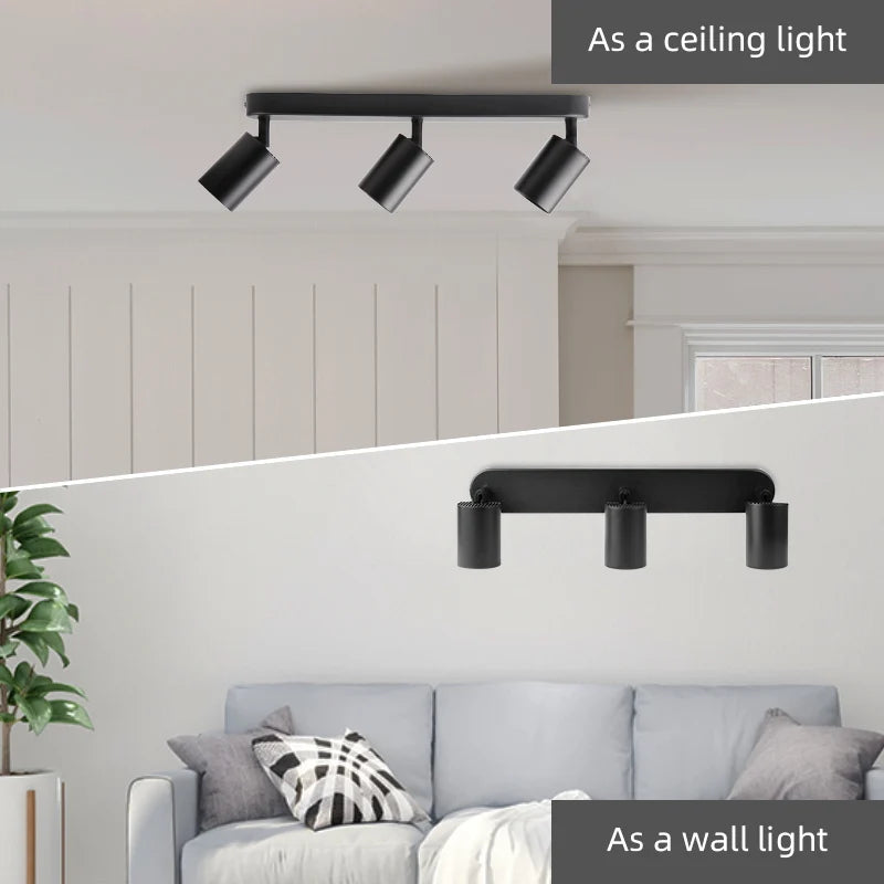Lámpara de techo, luz de pista LED para dormitorio, pasillo, tienda, lámpara superior, bombilla GU10, iluminación de repuesto, focos LED ajustables