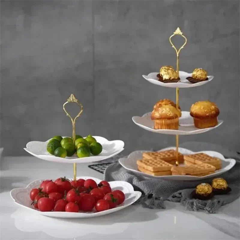 Soporte desmontable para Tartas de estilo europeo, plato de fruta de 3 capas para postres, magdalenas y pastelería