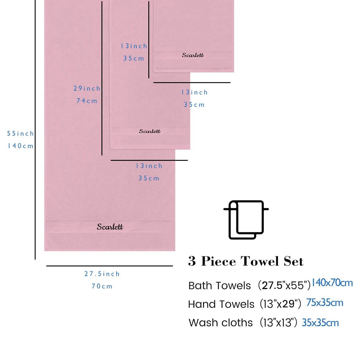 Toalla de mano bordada con patrón personalizado, Toalla de baño con nombre personalizado, juego de toallas personalizadas, súper absorbente, 100% puro, 1 ud.