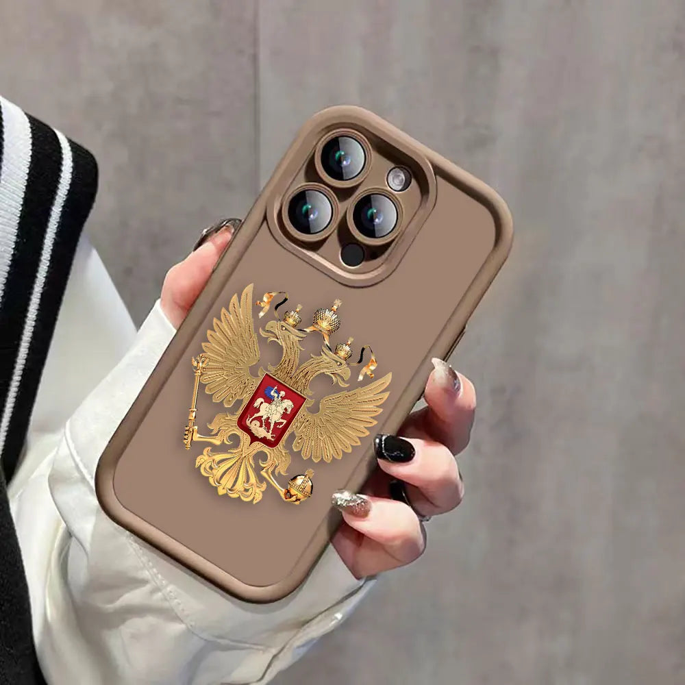 Funda de teléfono con emblema de banderas rusas para iPhone 15 14 13 12 11 Pro XS Max X XR SE 7 8 6 6S Plus Funda de silicona suave Funda Coque
