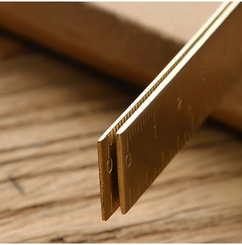 Reglas rectas de latón Retro, regla triangular de Metal de centímetros y pulgadas, transportador, herramienta de medición de papelería, suministros escolares y de oficina