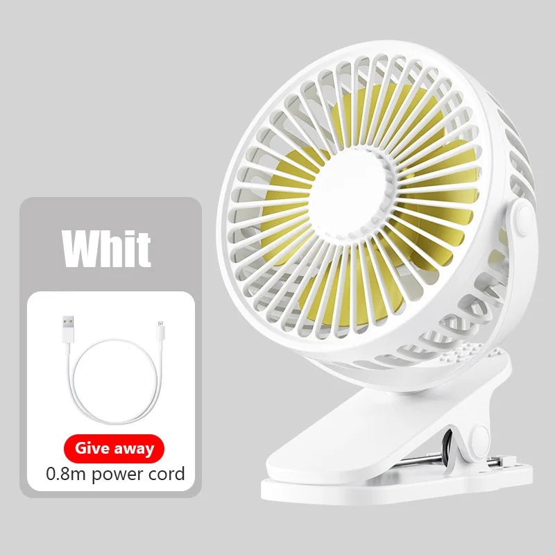 Ventilador de escritorio con clip Mini ventilador de escritorio de refrigeración USB silencioso de 3 velocidades 360 °   Gire los ventiladores eléctricos portátiles del clip del ventilador para el refrigerador de aire de