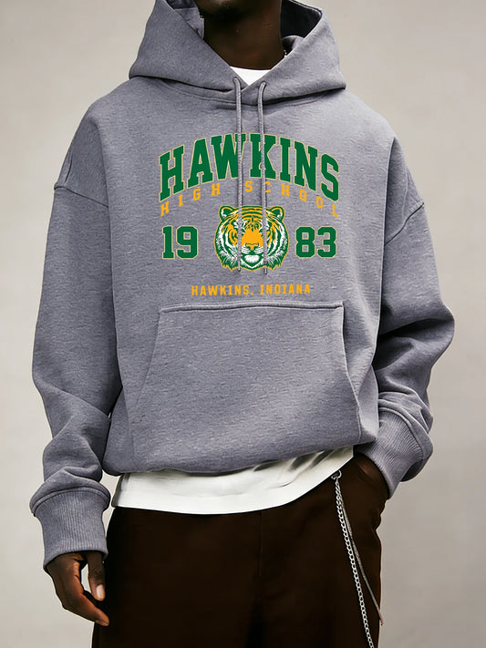Hawkins High School 1983 estampado hombres Sudadera con capucha otoño bolsillo ropa deportiva suelta polar jersey 14 colores Unisex Simple manga larga