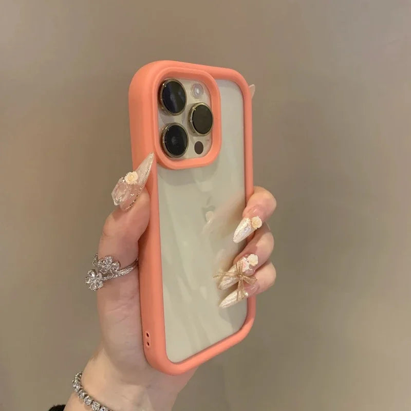 Funda de teléfono dura transparente de lujo para iPhone 16, 15, 14, 13, 12 Pro Max Plus, fundas de parachoques transparentes a prueba de golpes, funda coque