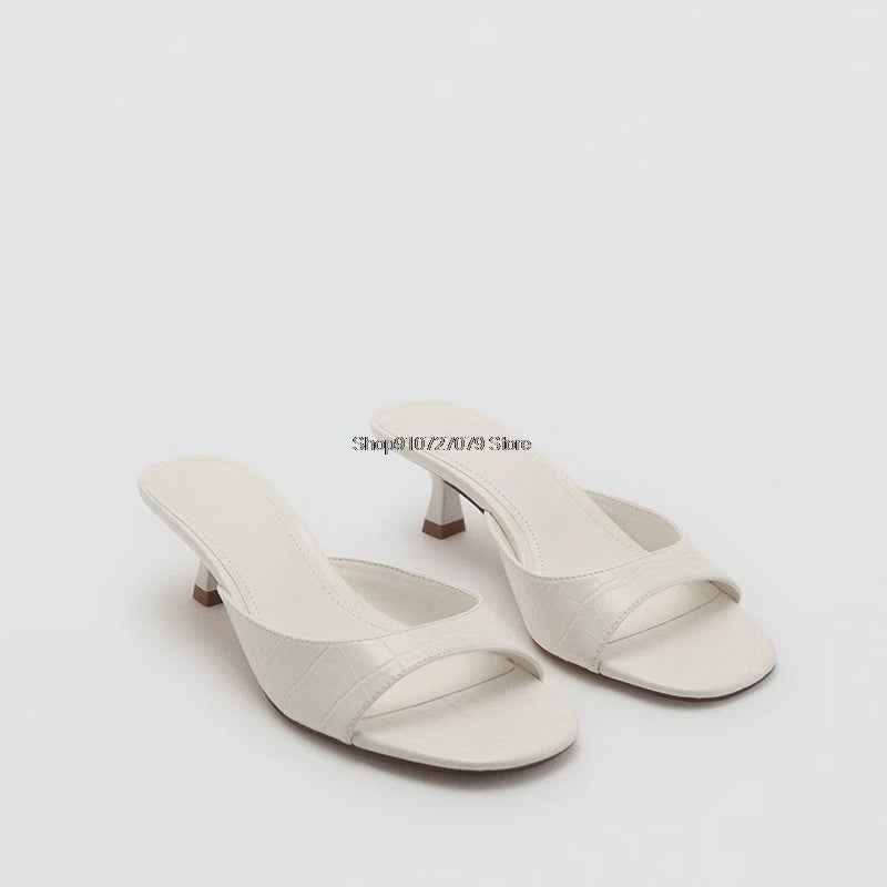 Sandalias de Tacón Alto para Mujer, Primavera-Verano 2026, Nuevas Sandalias Elegantes de Cuero Pintado, Sandalias de Tacón Alto para Uso en Exteriores