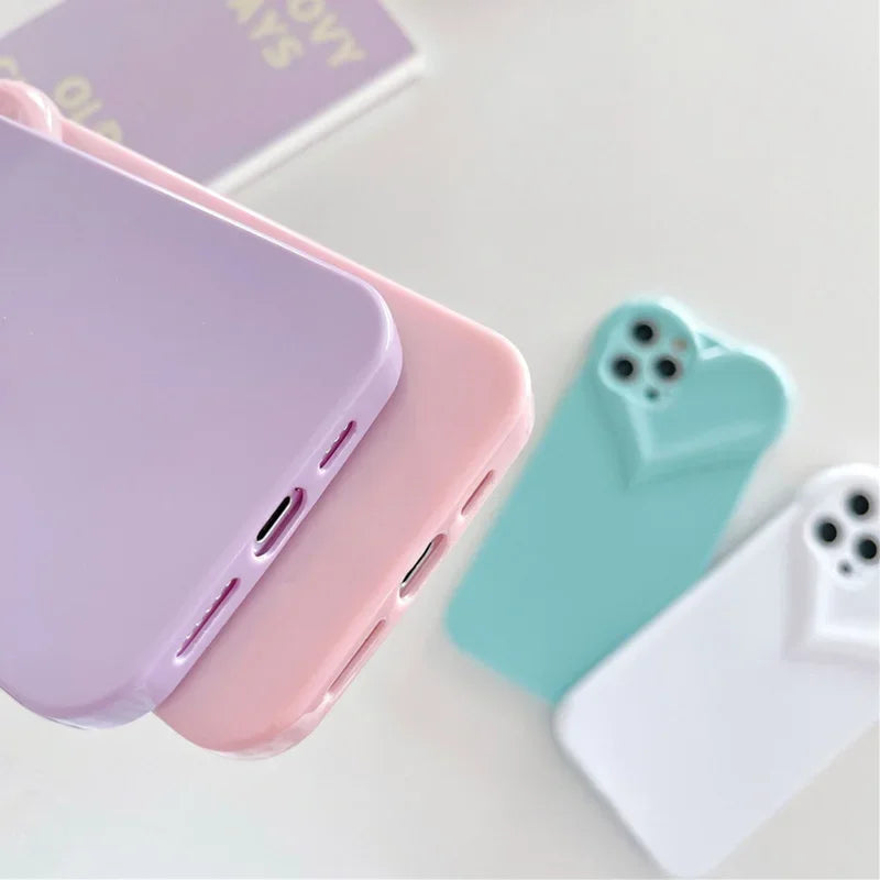 Fundas de teléfono con lente protectora de corazón de amor para IPhone 17 16 Pro Max 15 14 13 12 11 Pro Xs XR 7 8 Plus SE2/SE3 TPU cubierta trasera a prueba de golpes