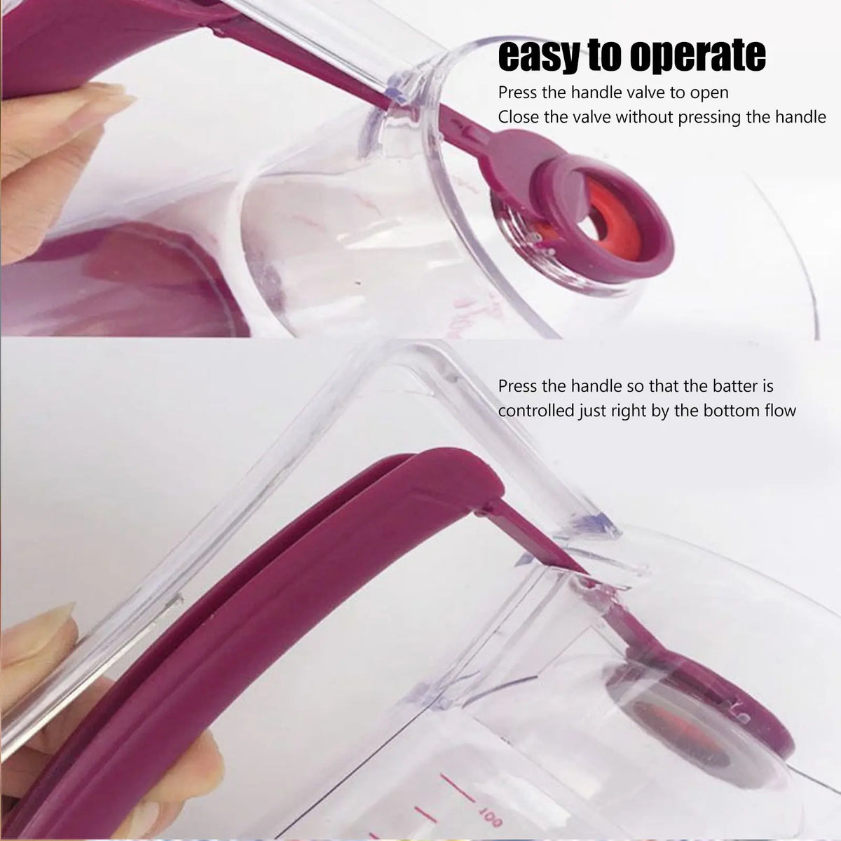 Dispensador de masa ABS 900ml, separador de crema de masa, herramienta para hornear para panqueques, magdalenas, pasteles, gofres, dispensador de masa para panqueques