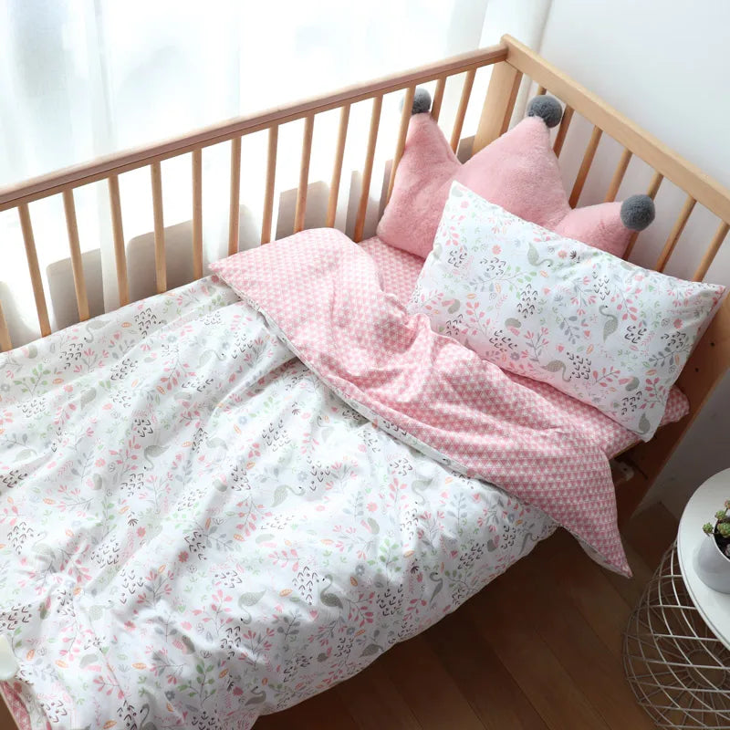 Juego de cama para cuna de bebé, ropa de cama de algodón, kit de cuna para niño y niña, incluye funda de almohada, funda nórdica, decoración para habitación de niños, 3 uds.
