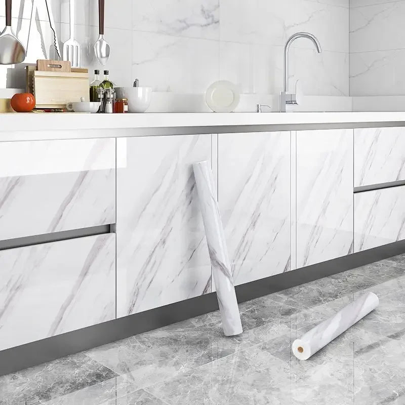 Papel tapiz adhesivo de pared de 80cm de ancho, lámina impermeable a prueba de aceite, pegatina decorativa de mármol, papel decorativo para renovación de baño y cocina