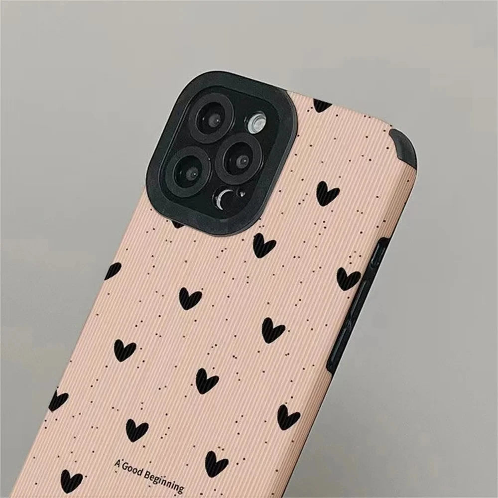 Funda de teléfono a la moda con forma de corazón de amor para iPhone 14, 12, 15, 11, 13, 16 Pro Max Mini 17, funda de cuero de silicona a prueba de golpes