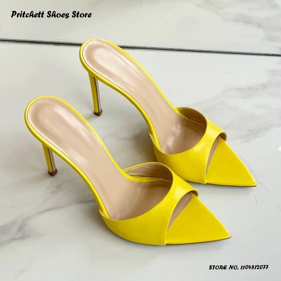 Tacones de aguja sexis de 12cm para mujer, moda de verano para actividades al aire libre, zapatillas modernas con punta abierta y puntiaguda, tacones finos