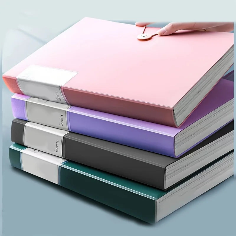 Carpeta A4 de 60 bolsillos para volver a la escuela, Material PP duradero, Ideal para organizar papeles, hogar, escuela, oficina, almacenamiento, folleto impermeable