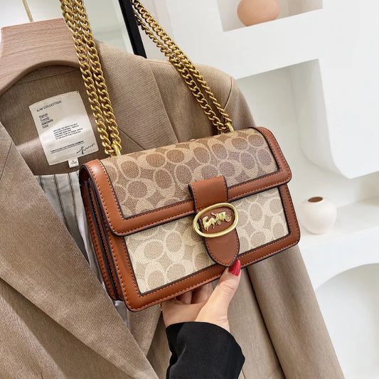 Bolso cruzado de alta gama con contraste de Color para mujer, bolso de hombro pequeño y versátil de diseñador de lujo ligero a la moda