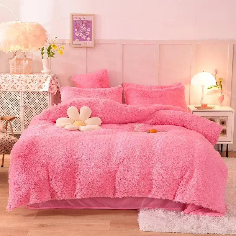 Juego de funda nórdica de felpa de lujo de 3/4 piezas: ropa de cama acogedora y suave, perfecta para el confort del dormitorio, ideal para habitaciones de invitados y dormitorio Aesth