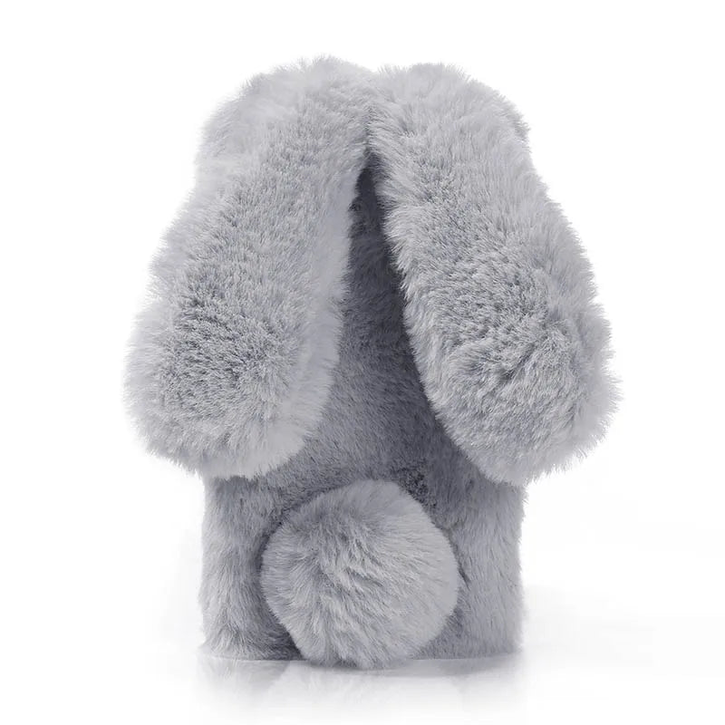Funda de teléfono de piel de conejo de peluche 3D para iPhone 17 16 15 14 13 12 11 Pro Max funda de silicona suave