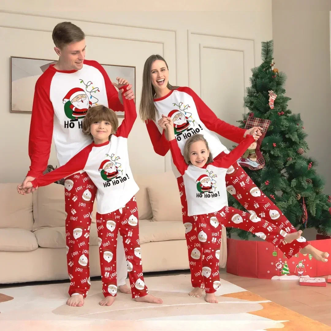 Nuevo pijama navideño con apariencia familiar, estampado de Papá Noel, trajes a juego para madre, padre y niños, traje holgado bonito de 2 piezas, ropa de dormir, ropa de Navidad