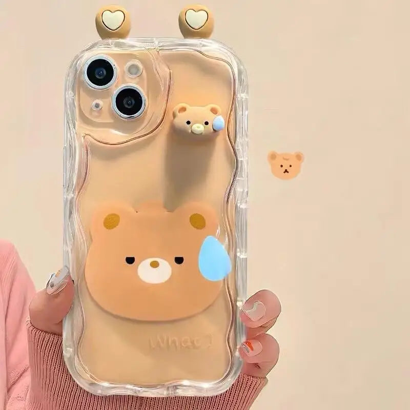 Funda de teléfono para OPPO Realme C35 C55 C21Y C25Y C11 C33 C31 C20 C21 C12 C15 C25 C30 C30S C25S C2 5 5i 5s 6i funda lindo oso 3D