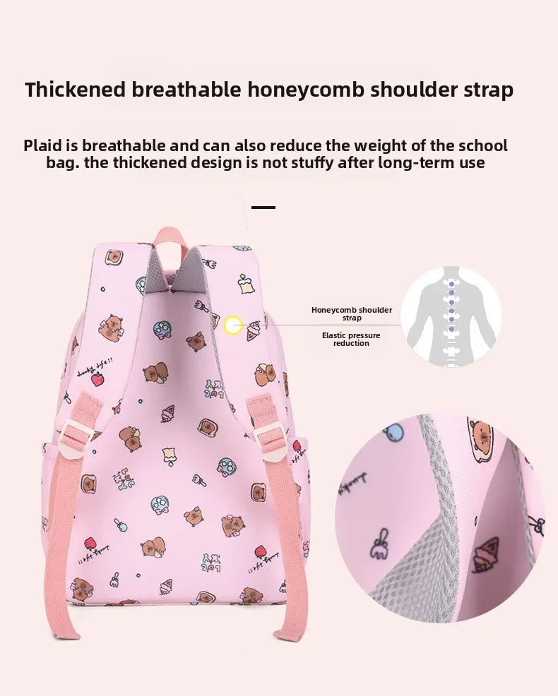 Mochila colorida Capybara 3 unids/set para mujer, mochilas escolares informales con bolsa de almuerzo, mochila para chica, niño, estudiante y adolescente