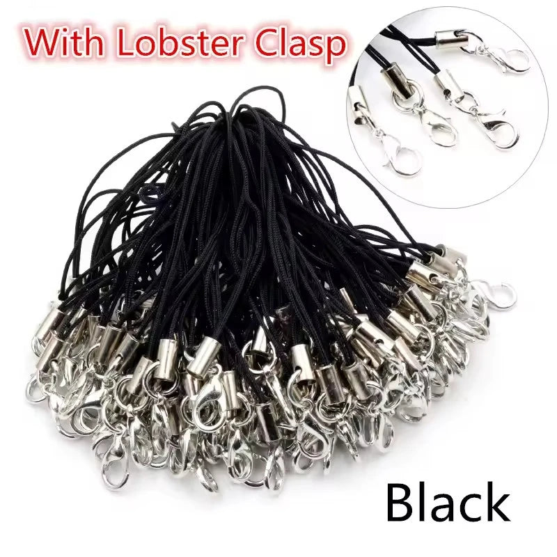 20/50/100 unidades de cordones de seguridad, correas, cierres de langosta, ganchos para llaveros, accesorios para móviles, dijes, colgantes y accesorios para llaveros