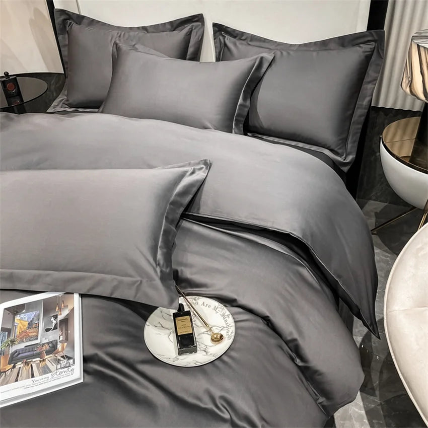 Juego de cama de lujo 100% algodón egipcio funda nórdica funda de almohada Ru Europa doble tamaño Queen King ropa de cama juegos de sábanas suaves