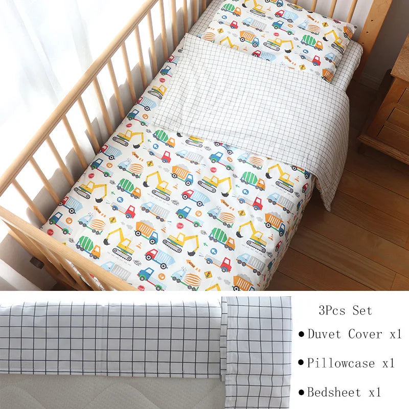 Juego de cama para cuna de bebé, ropa de cama de algodón, kit de cuna para niño y niña, incluye funda de almohada, funda nórdica, decoración para habitación de niños, 3 uds.