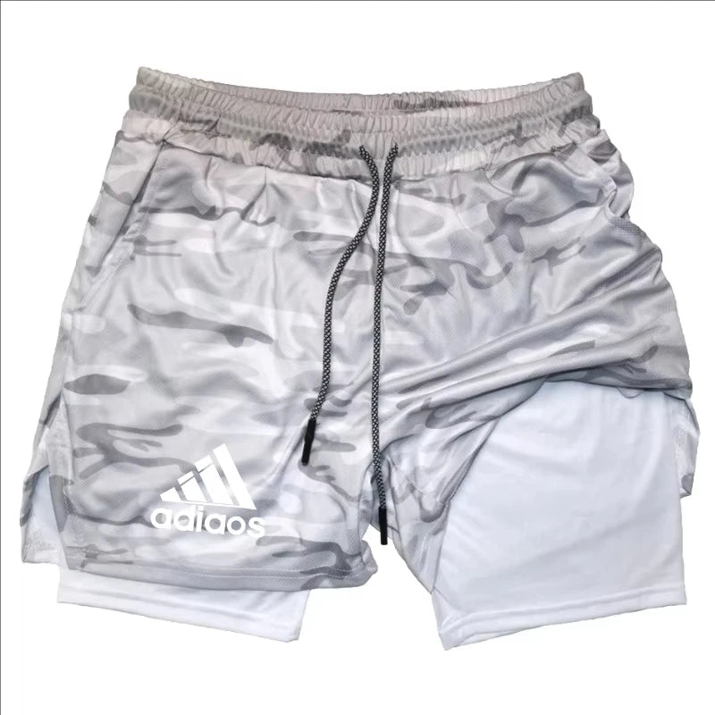 Pantalones cortos de compresión para hombre, pantalones cortos deportivos de entrenamiento para correr, pantalones cortos de secado rápido para gimnasio de verano en uno
