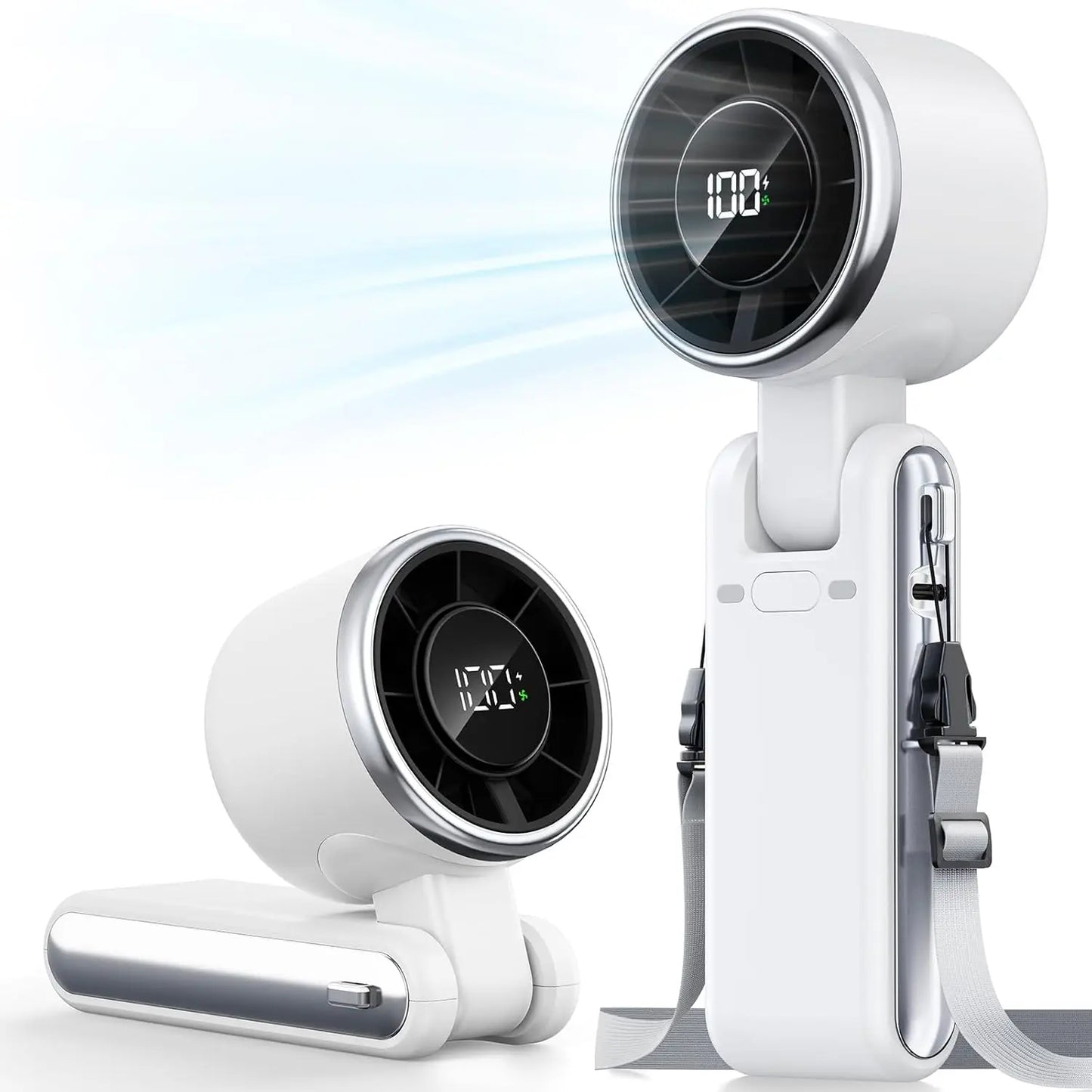 Mini Ventilador de Mano de Alta Velocidad, Carga USB, Pantalla Digital, Portátil, Plegable, para Escritorio, Camping, Ventilador Turbo Potente