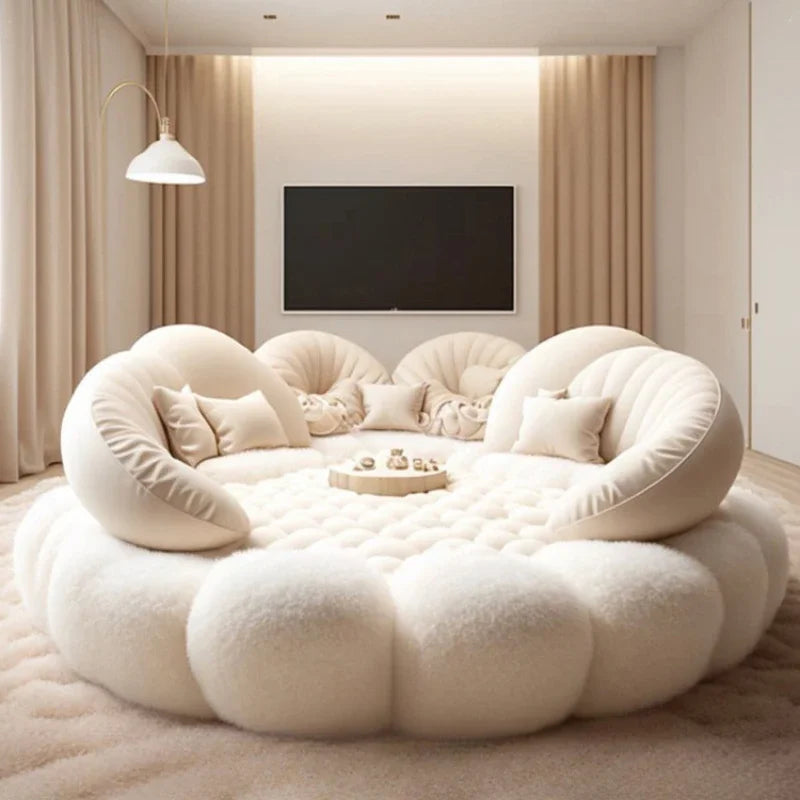 Estructura de Cama suave de estética redonda, dormitorio principal completo europeo, Hotel, crear Cama King Size, muebles modernos de moda