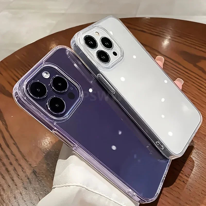Funda de teléfono transparente de lujo para iPhone 17 Air 16 15 14 Plus 13 12 11 Pro Max a prueba de golpes HD cubierta trasera acrílica dura transparente