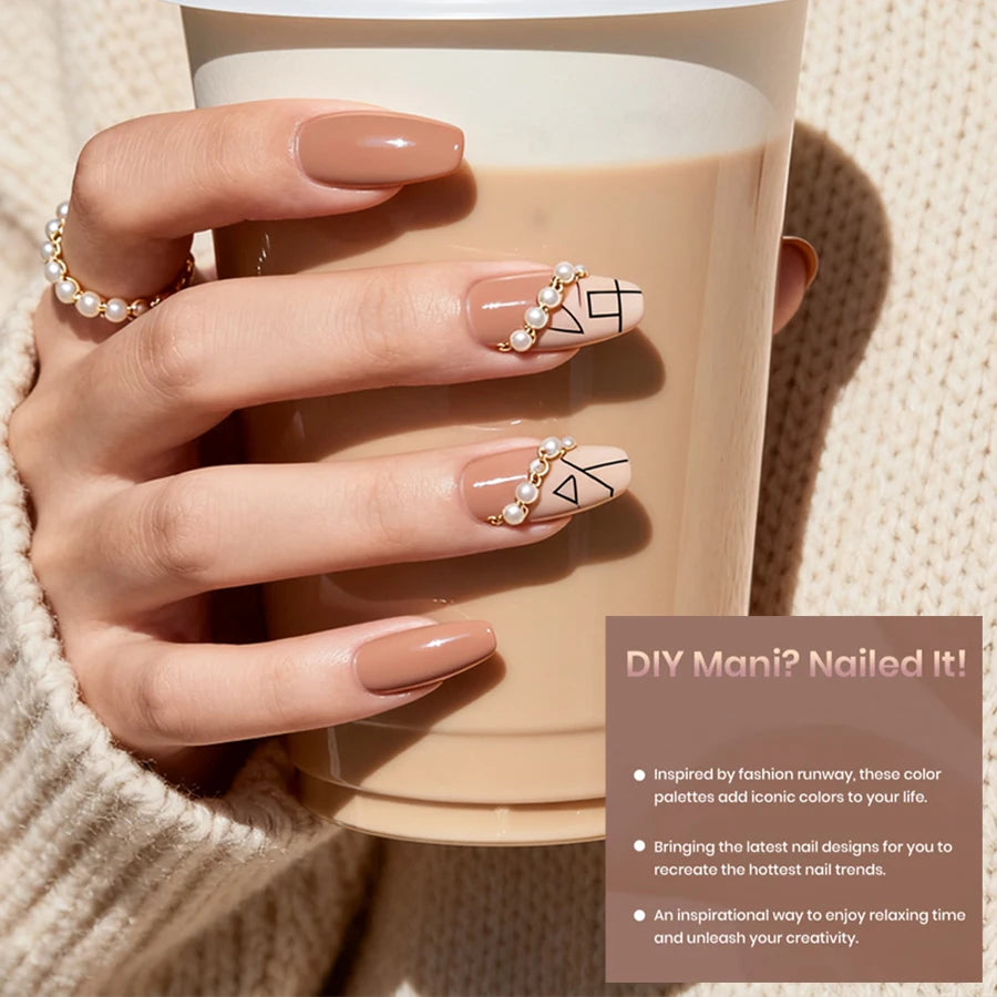 Set de 6 Esmaltes de Uñas en Gel, Color Té con Leche, Popular, UV LED, Fácil de Aplicar y Retirar, para Manicura Casera y de Salón