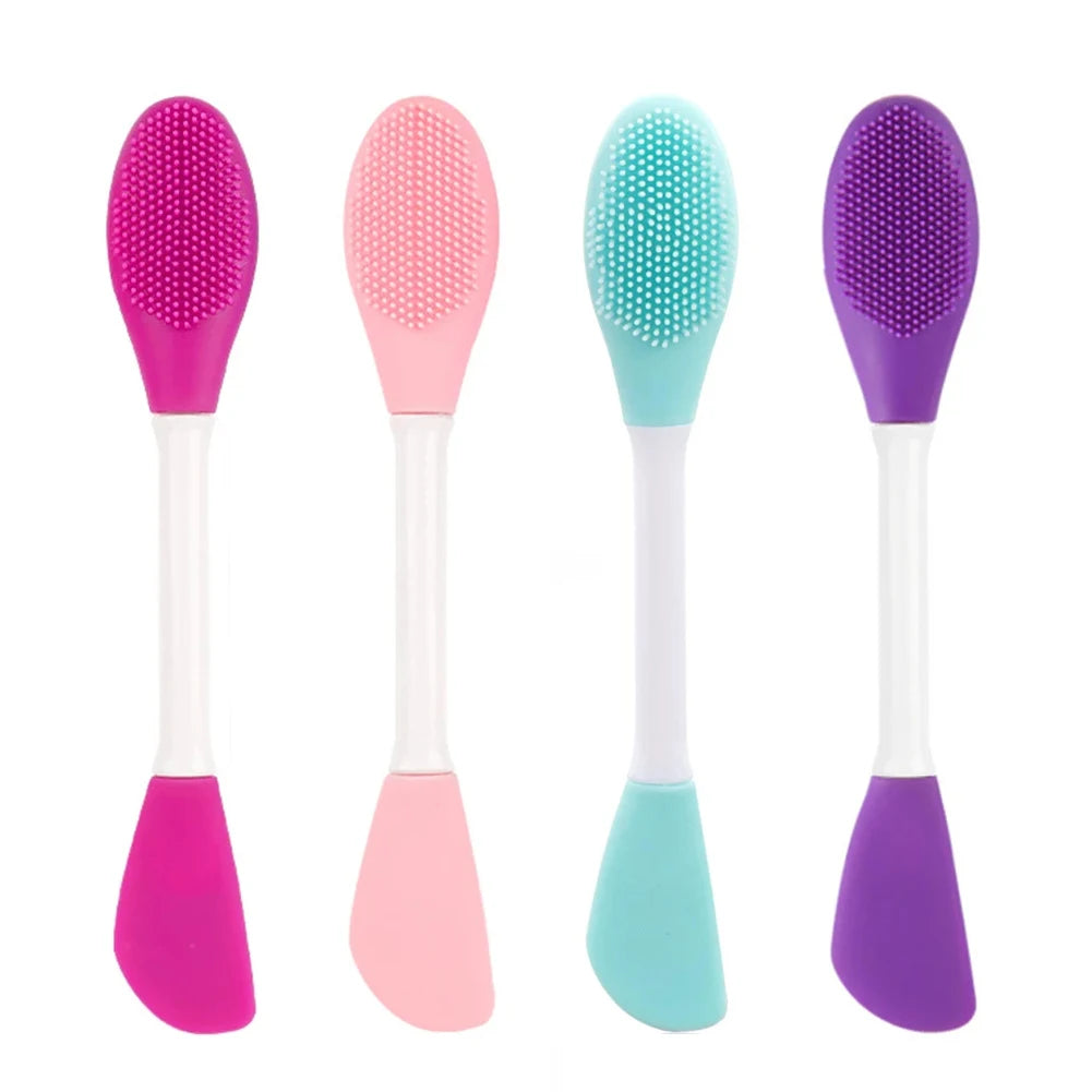 Cepillo para mascarilla Facial de doble cabezal, aplicador de silicona, cuchara, espátula, palo agitador, cuidado de limpieza Facial de la piel, herramientas de maquillaje para el hogar