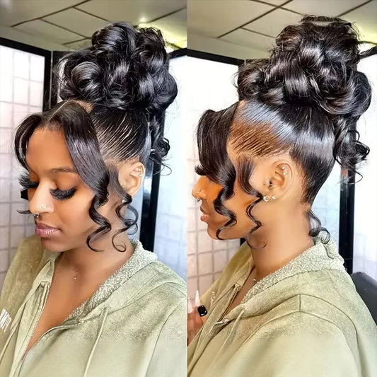 Peluca de Cabello Humano con Encaje Completo 360, Pre-Desplumada, Ondas Suaves, Peluca Frontal HD 13x6, Cabello Brasileño para Mujeres Negras, Densidad 250